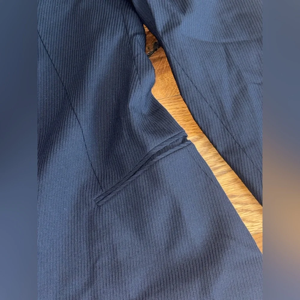 Armani Collezioni. Navy Bias Textured Self Stripe Blazer. Size 46R.